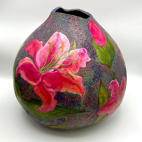 “StarGazer Lily Vase” Original Gourd Art Vessel / Vase Kristina Simkins ©2014 - Picture 6 of 17